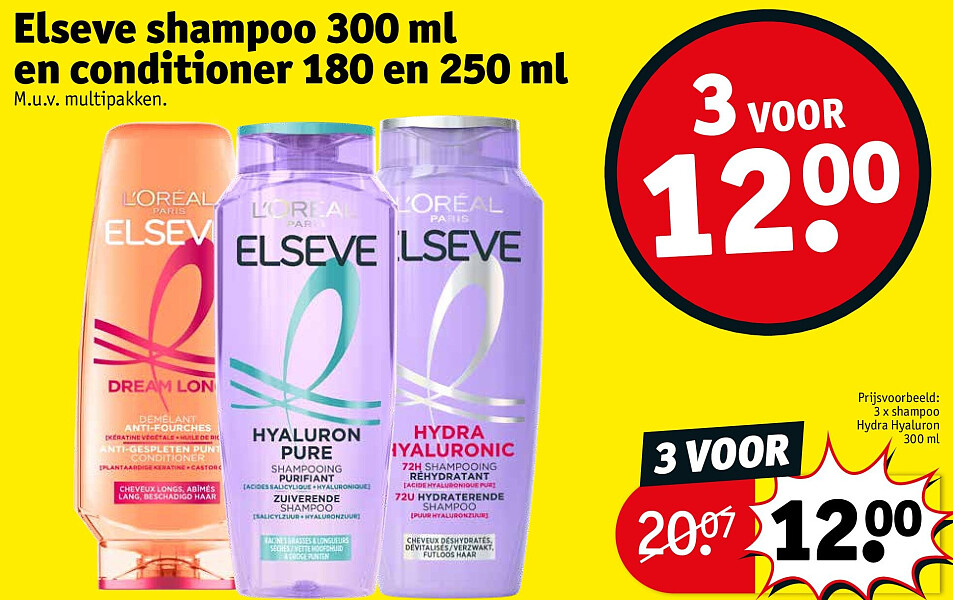 Elseve shampoo 300 ml en conditioner 180 en 250 ml