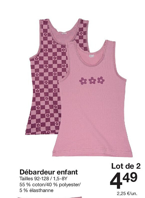 Débardeur enfant Tailles 92-128 / 1,5-8Y 55 % coton/40 % polyester/ 5 % élasthanne