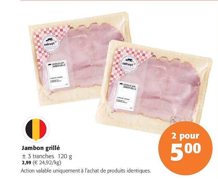 Jambon grillé ± 3 tranches 120 g