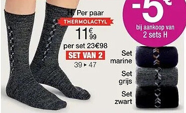 Set van 2 paar sokken in wolmix met Thermolactyl