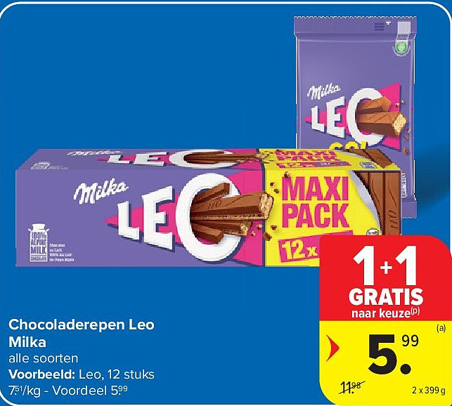 Chocoladerepen Leo Milka