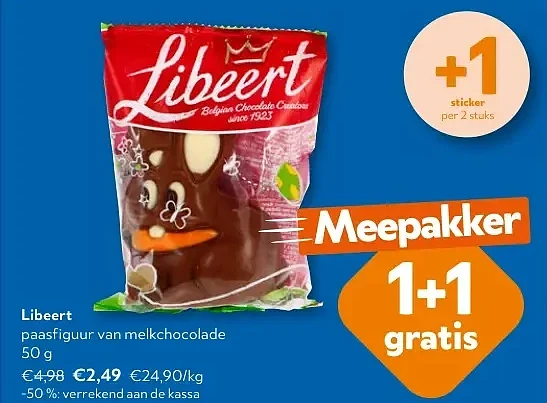 Libeert paasfiguur van melkchocolade 50 g