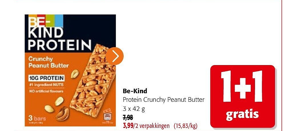 Be-Kind Protein Crunchy Peanut Butter 3 x 42 g