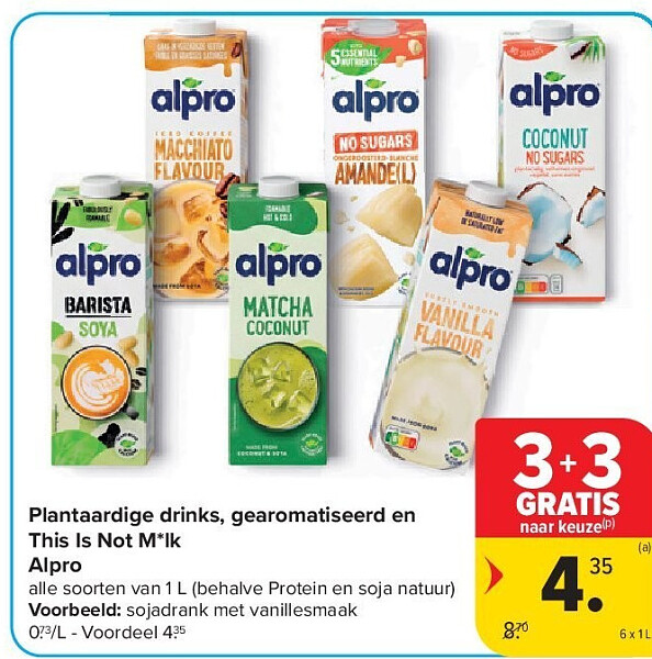 Plantaardige drinks, gearomatiseerd en This Is Not M*lk Alpro