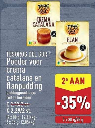Poeder voor crema catalana en flanpudding