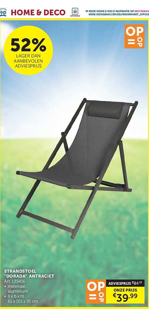 STRANDSTOEL "DORADA" ANTRACIET