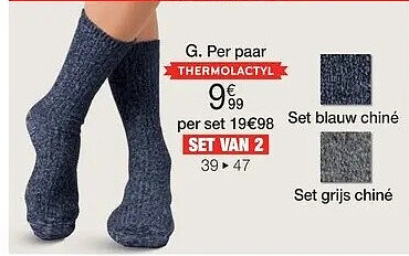 Set van 2 paar sokken in mouliné tricot Thermolactyl