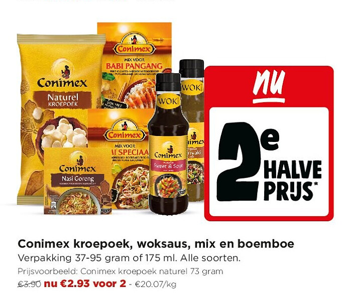 Conimex kroepoek, woksaus, mix en boemboe