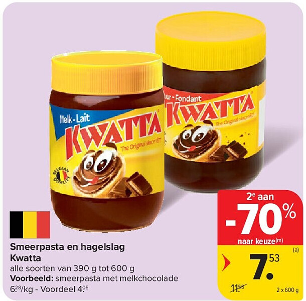 Smeerpasta en hagelslag Kwatta