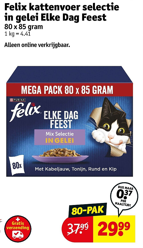 Felix kattenvoer selectie in gelei Elke Dag Feest