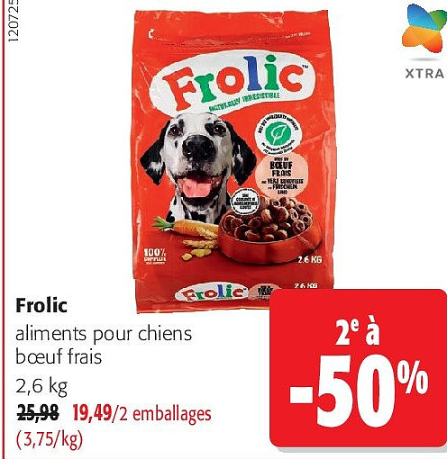 Frolic aliments pour chiens bœuf frais 2,6 kg