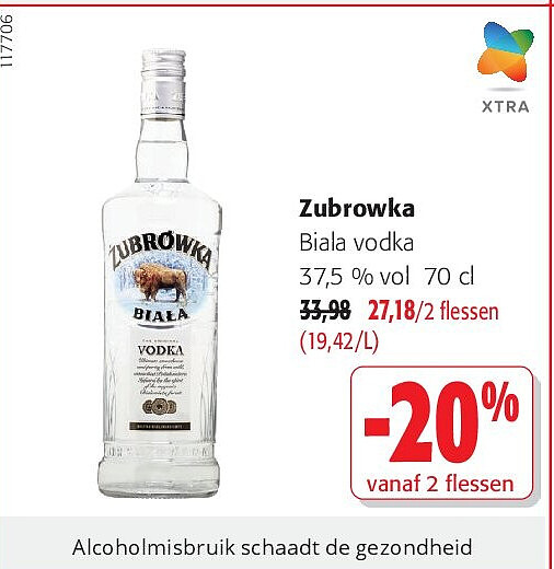 Zubrowka Biala vodka 37,5 % vol 70 cl