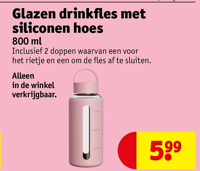Glazen drinkfles met siliconen hoes