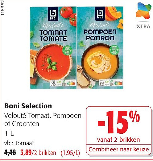 Boni Selection Velouté Tomaat, Pompoen of Groenten 1 L