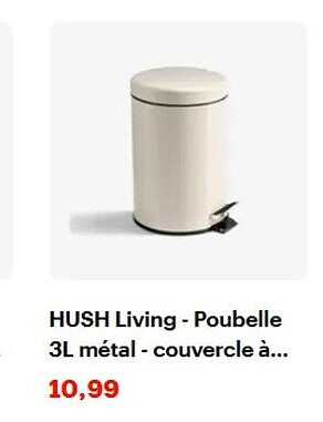 HUSH Living - Poubelle 3L métal - couvercle à...