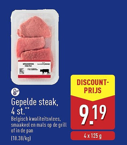 Gepelde steak, 4 st.