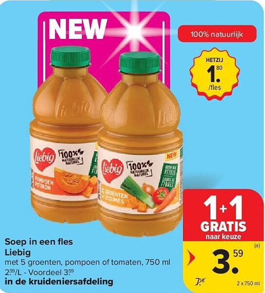 Soep in een fl es Liebig