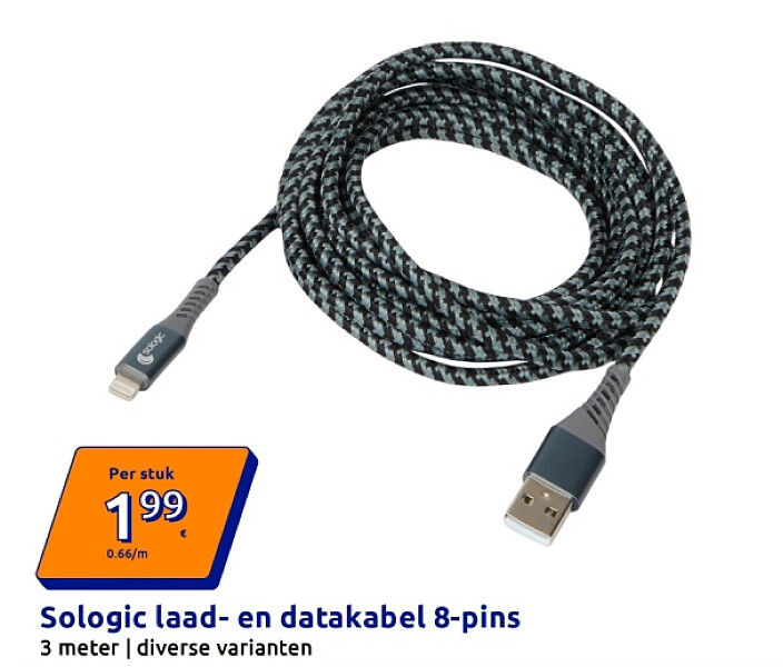 Sologic laad- en datakabel 8-pins