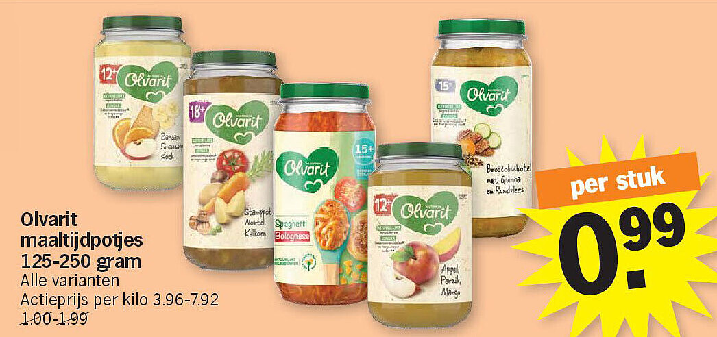 Olvarit maaltijdpotjes 125-250 gram