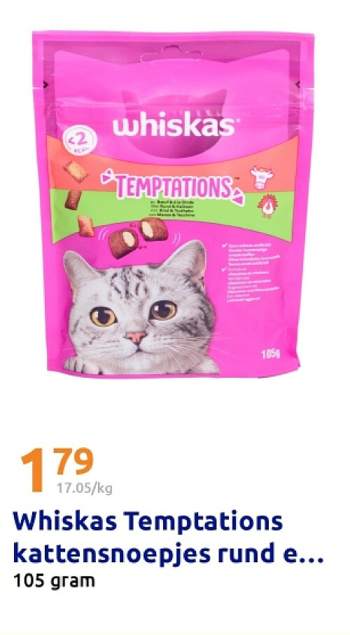 Whiskas Temptations kattensnoepjes rund en kalkoen