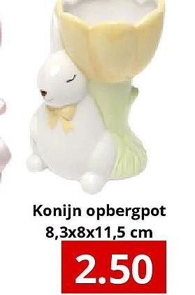 Konijn opbergpot 8,3x8x11,5 cm