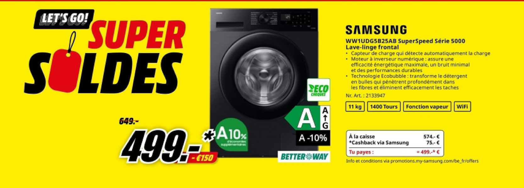 SAMSUNG WW1UDG5B25AB SuperSpeed Série 5000 Lave-linge frontal