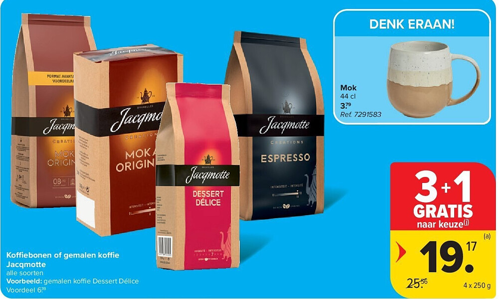 Koffiebonen of gemalen koffie Jacqmotte
