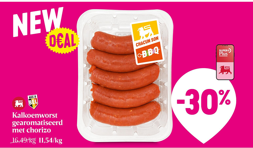 Kalkoenworst gearomatiseerd met chorizo