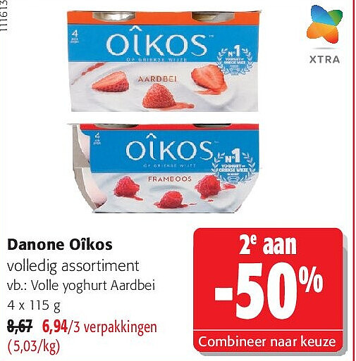 Danone Oîkos Volle yoghurt Aardbei 4 x 115 g