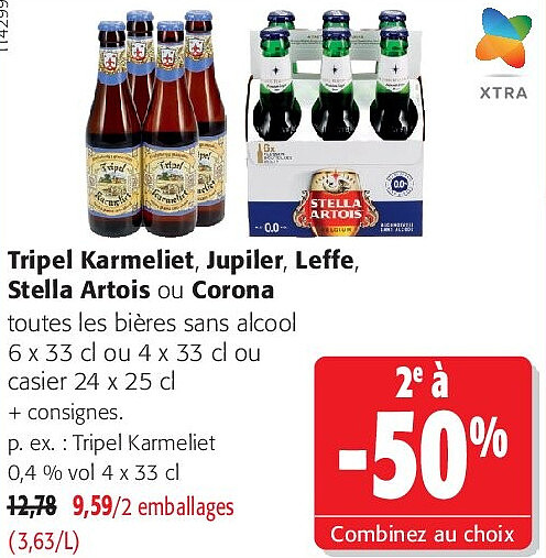 Tripel Karmeliet, Jupiler, Leffe, Stella Artois ou Corona