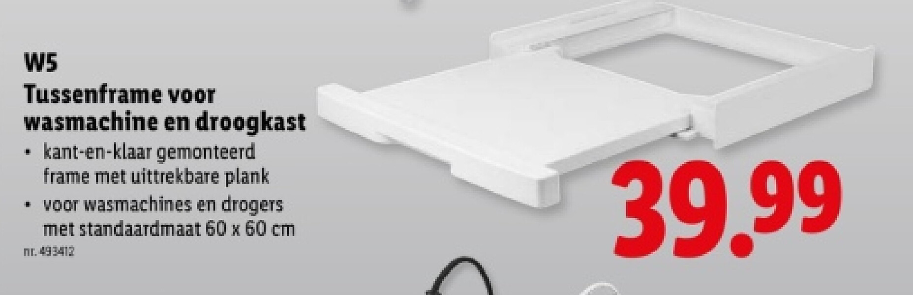 Tussenframe voor wasmachine en droogkast