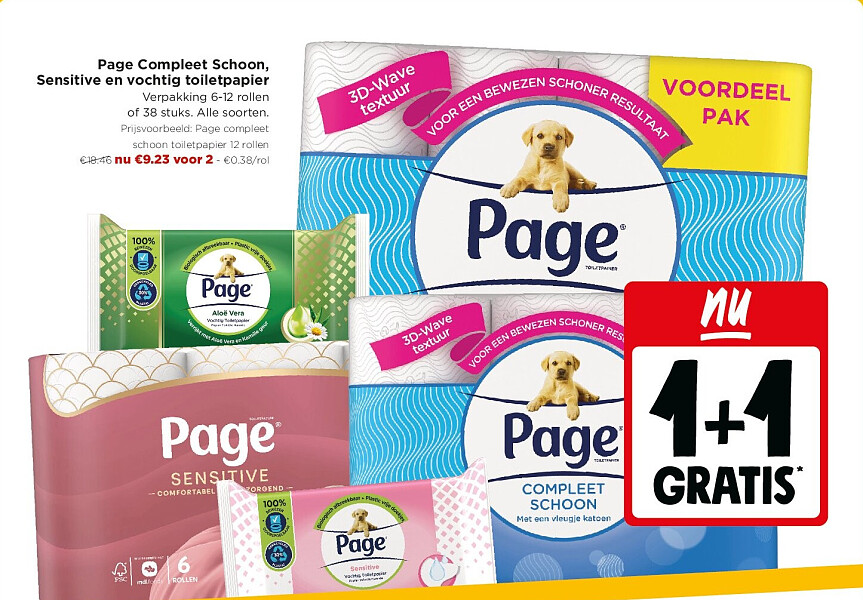 Page Compleet Schoon, Sensitive en vochtig toiletpapier