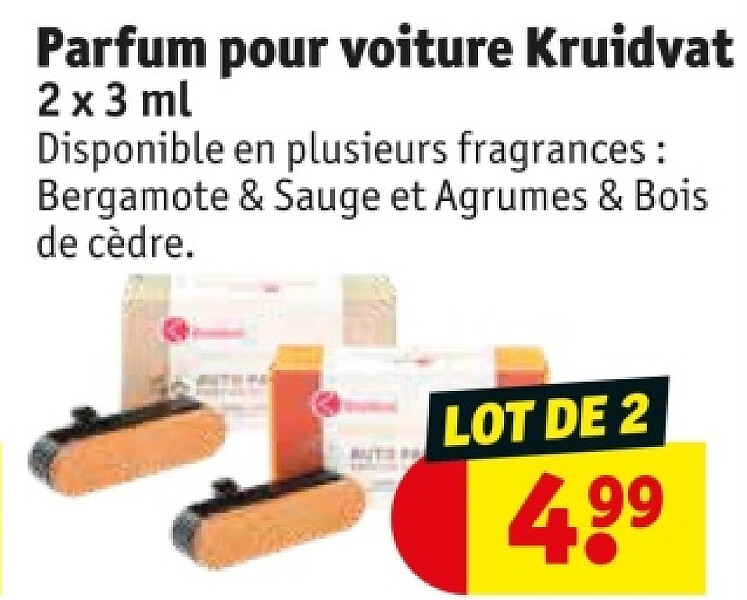 Parfum pour voiture Kruidvat 2 x 3 ml