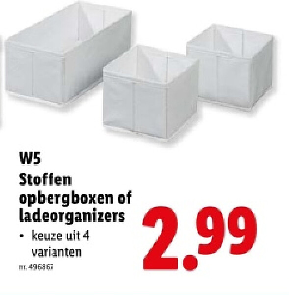 Stoffen opbergboxen of ladeorganizers