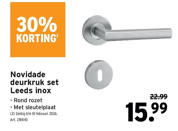 Novidade deurkruk set Leeds inox