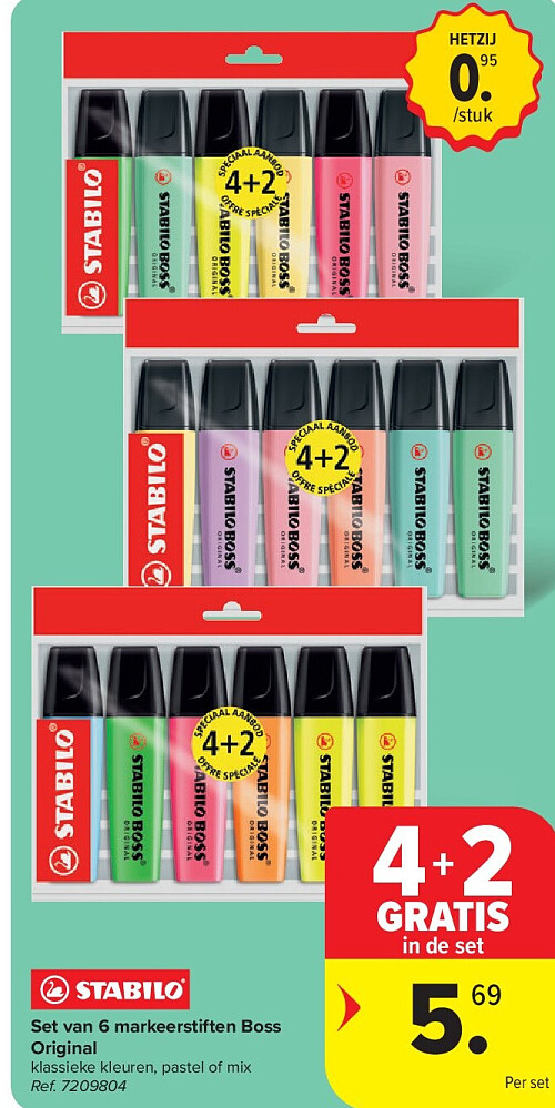 Set van 6 markeerstiften Boss Original