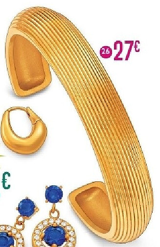 Bracelet manchette doré strié