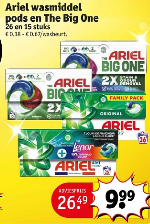 Ariel wasmiddel pods en The Big One