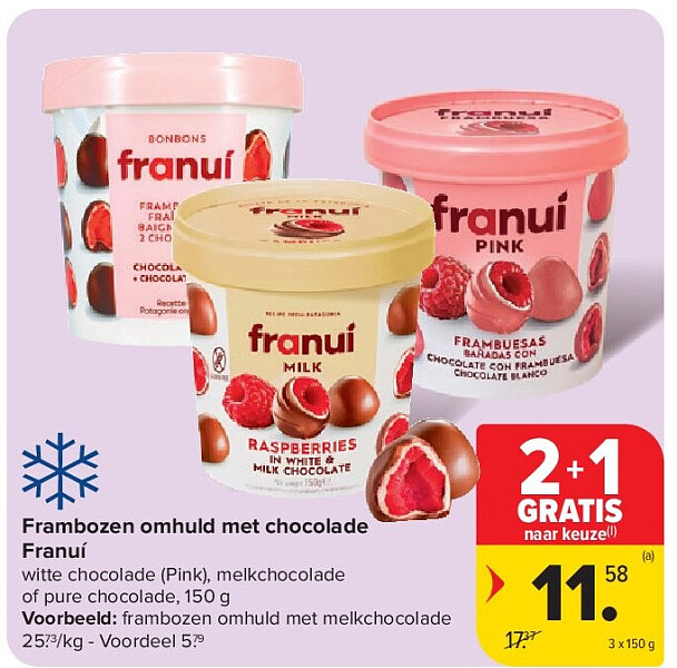 Frambozen omhuld met chocolade Franuí