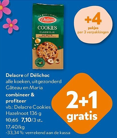Delacre Cookies Classique Hazelnoot 136 g