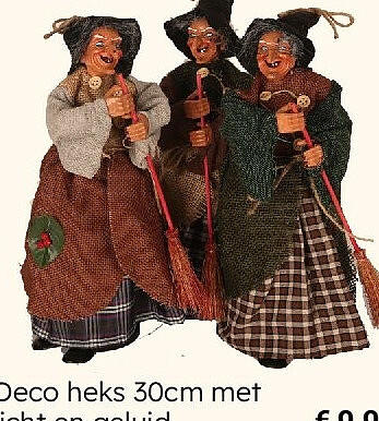 Deco heks 30cm met licht en geluid