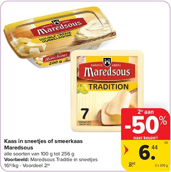 Kaas in sneetjes of smeerkaas Maredsous