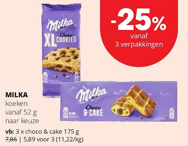 MILKA koeken vanaf 52 g
