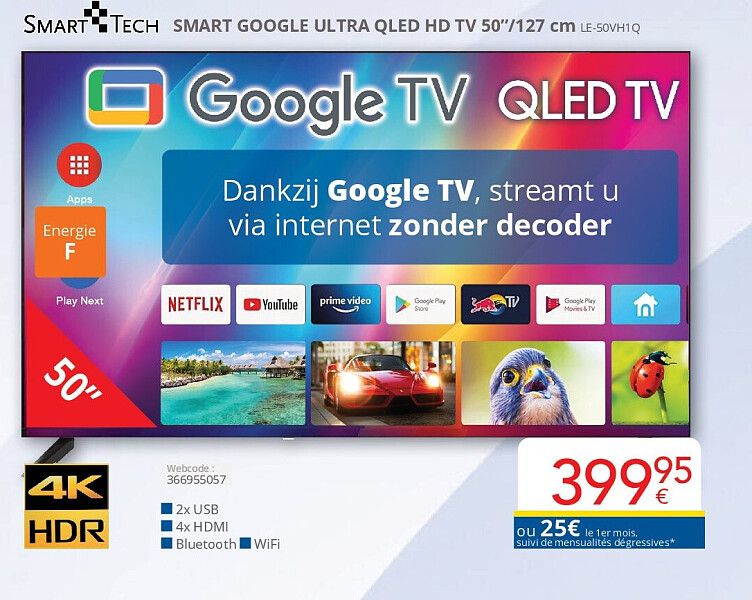 SMART GOOGLE ULTRA QLED HD TV 50’’/127 cm LE-50VH1Q