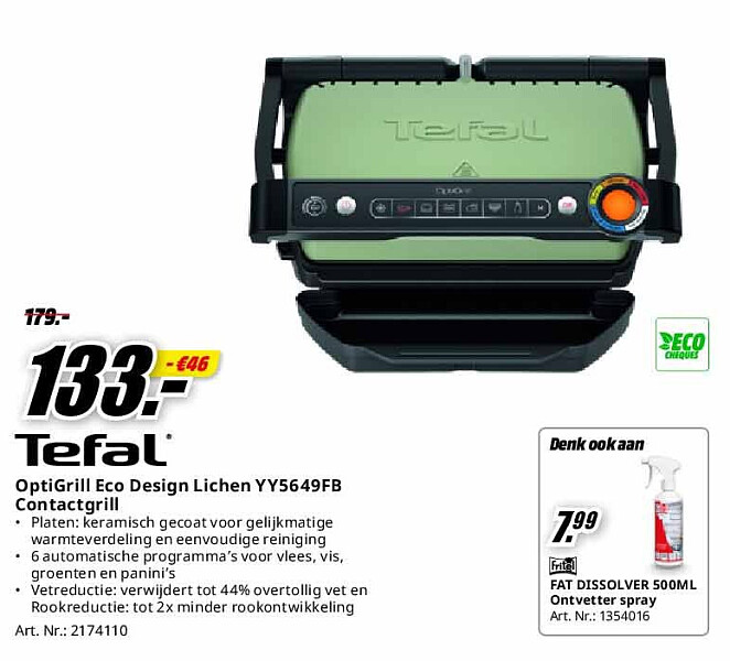 OptiGrill Eco Design Lichen YY5649FB Contactgrill