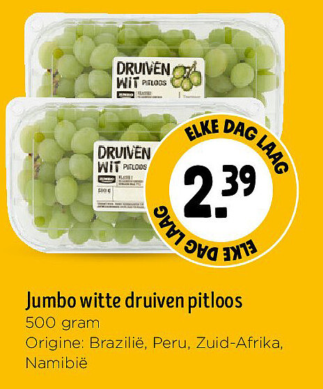 Jumbo witte druiven pitloos