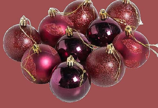 Kerstbal bordeaux lipjes