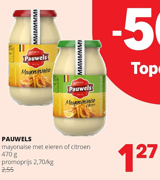 PAUWELS mayonaise met eieren of citroen 470 g