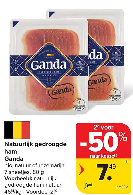 Natuurlijk gedroogde ham Ganda