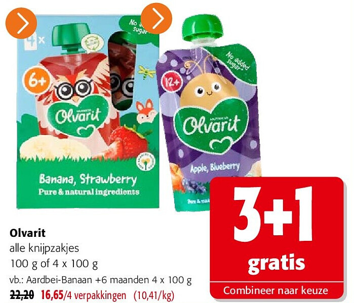 Olvarit Aardbei-Banaan +6 maanden 4 x 100 g